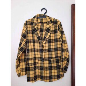 2 pieces yellow plaid woman suit